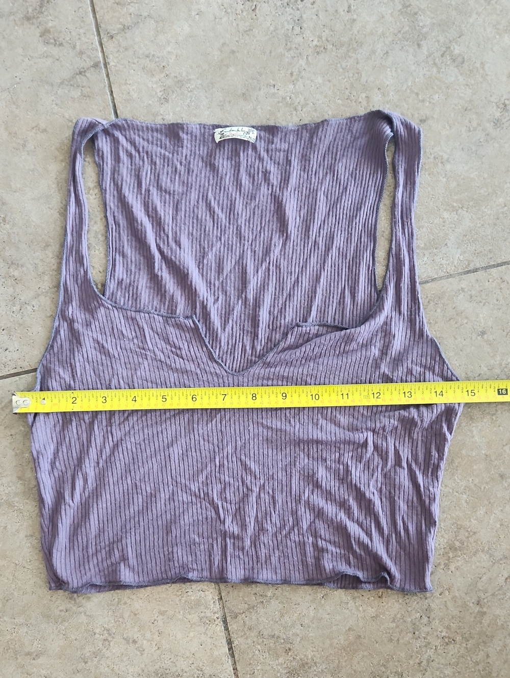 Free People Lavender Ribbed V-Notch Crop Tank - Picture 4 of 7